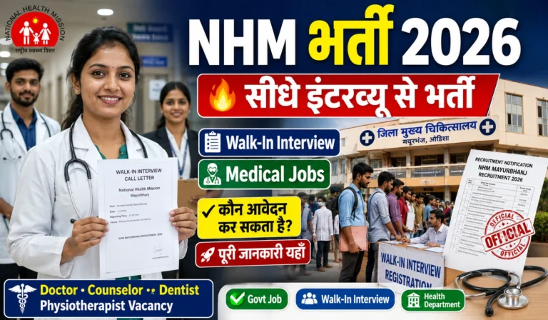 NHM Mayurbhanj Recruitment 2026: Zilla Swasthya Samiti में मेडिकल पदों पर बम्पर भर्ती, वॉक-इन-इंटरव्यू की पूरी जानकारी