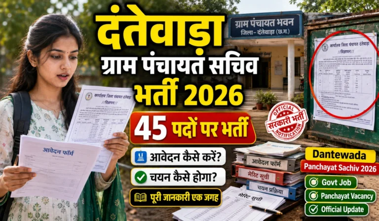 Dantewada Gram Panchayat Sachiv Vacancy 2026: 45 पदों पर बंपर भर्ती, ऐसे करें आवेदन!